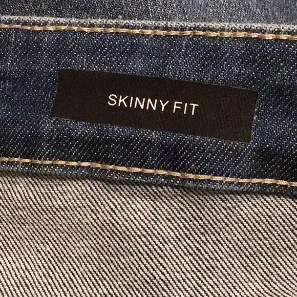 Judy Blue Medium Blue Wash Mid Rise Factory Distressed Skinny Fit Denim Jeans