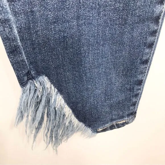 Judy Blue Medium Blue Wash Mid Rise Factory Distressed Skinny Fit Denim Jeans