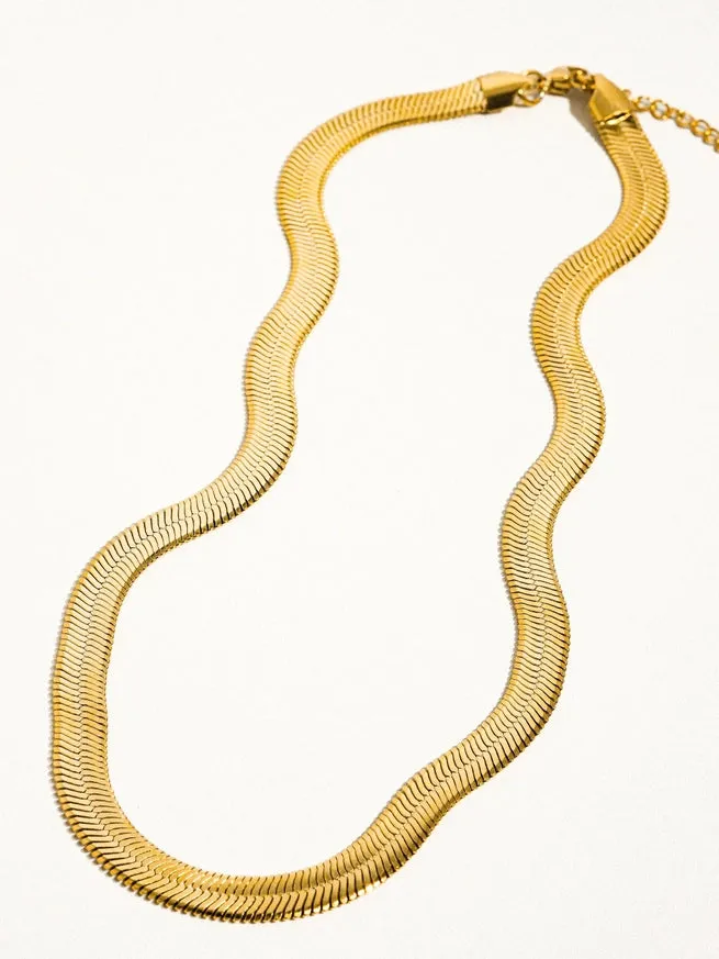 Juliana 18K Gold Flat Bold Snake Chain Necklace