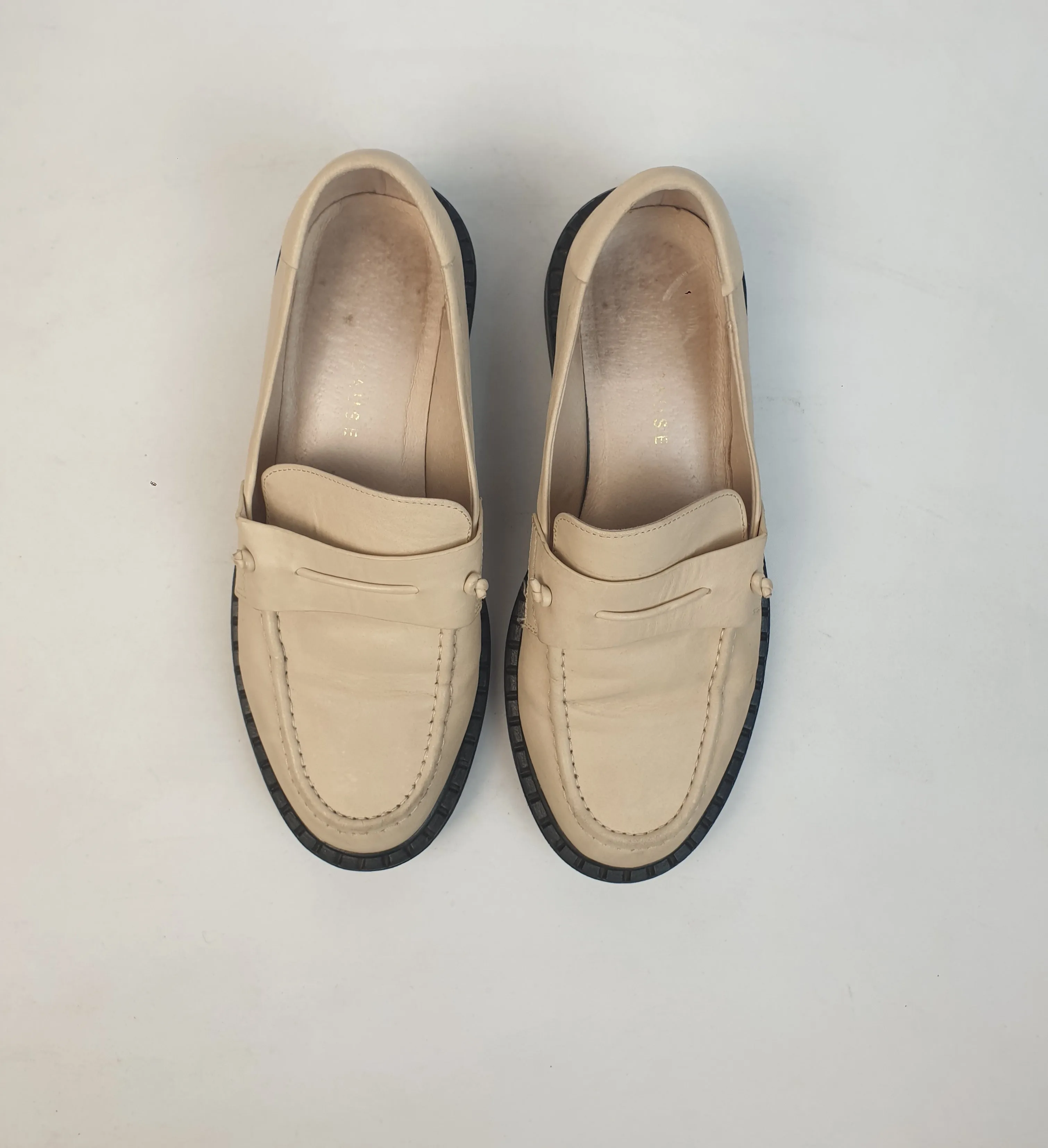 Just Because cream "axel" leather loafers size 38