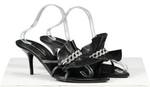 Karen Millen Black Leather Jewelled Ruched Low Heel UK 7 EU 40 👠