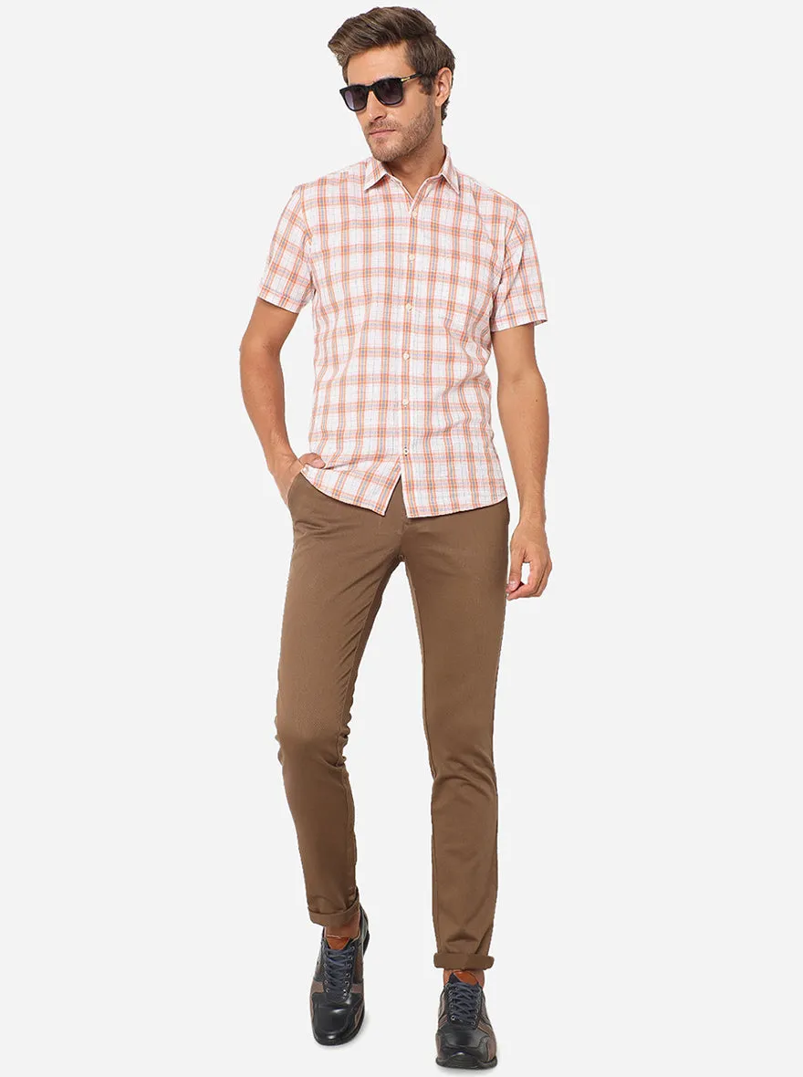 Khaki Solid Super Slim Fit Casual Trouser | Greenfibre