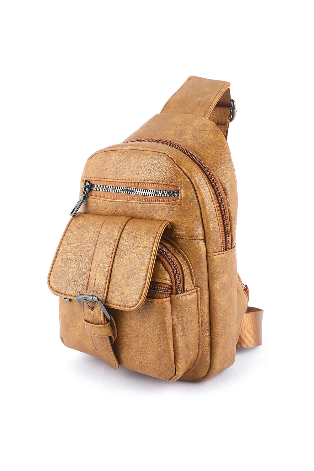 Khaki Vintage Multi Pockets Sling Bag