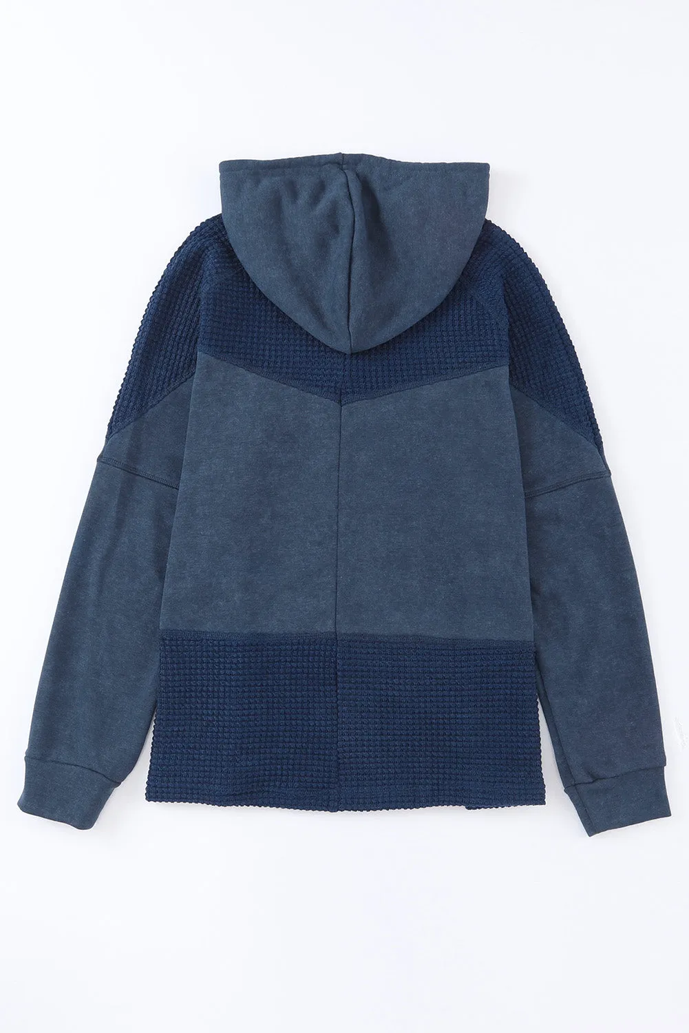 Khaki Waffle Patchwork Vintage Washed Hooded Jacket