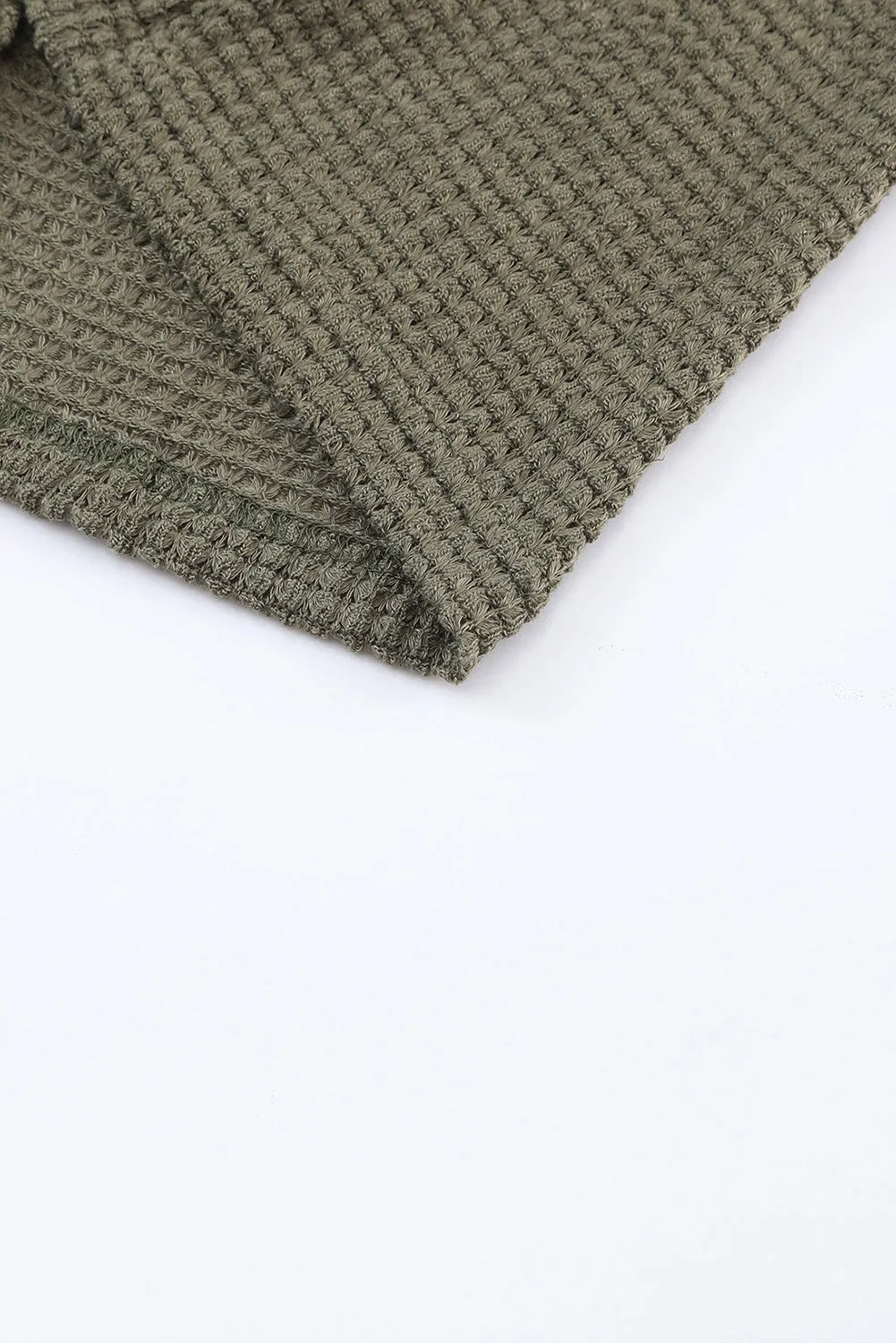 Khaki Waffle Patchwork Vintage Washed Hooded Jacket