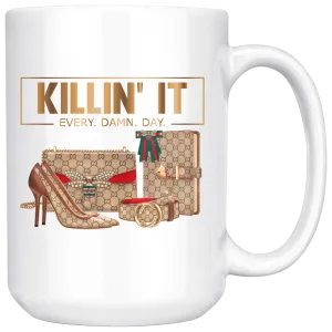 Killing It | 15 oz Mug | Coffee Mug | Gifts for Her | Hot or Tea Beverage | Gold Motivation