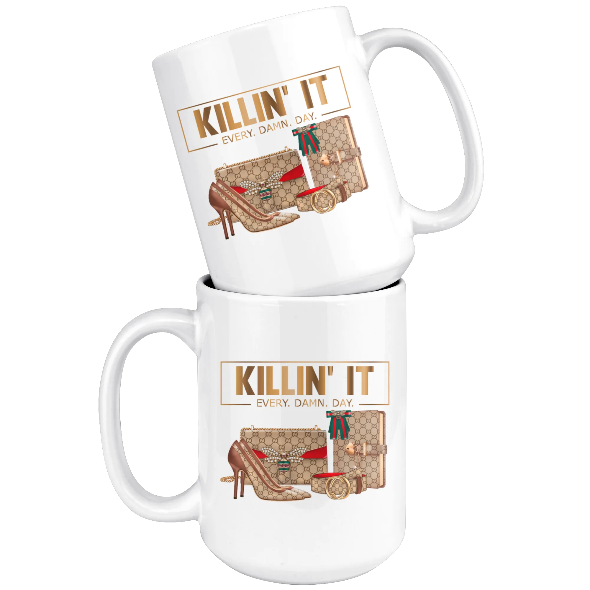Killing It | 15 oz Mug | Coffee Mug | Gifts for Her | Hot or Tea Beverage | Gold Motivation