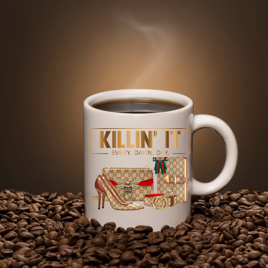 Killing It | 15 oz Mug | Coffee Mug | Gifts for Her | Hot or Tea Beverage | Gold Motivation