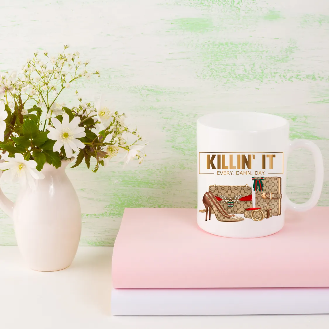 Killing It | 15 oz Mug | Coffee Mug | Gifts for Her | Hot or Tea Beverage | Gold Motivation