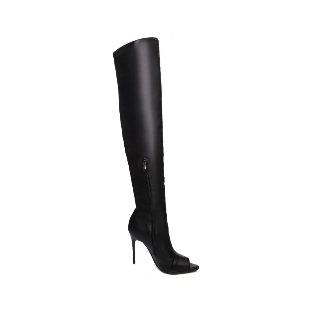 Ladies High Heel Over The Knee Peep Toe Summer Boot ..