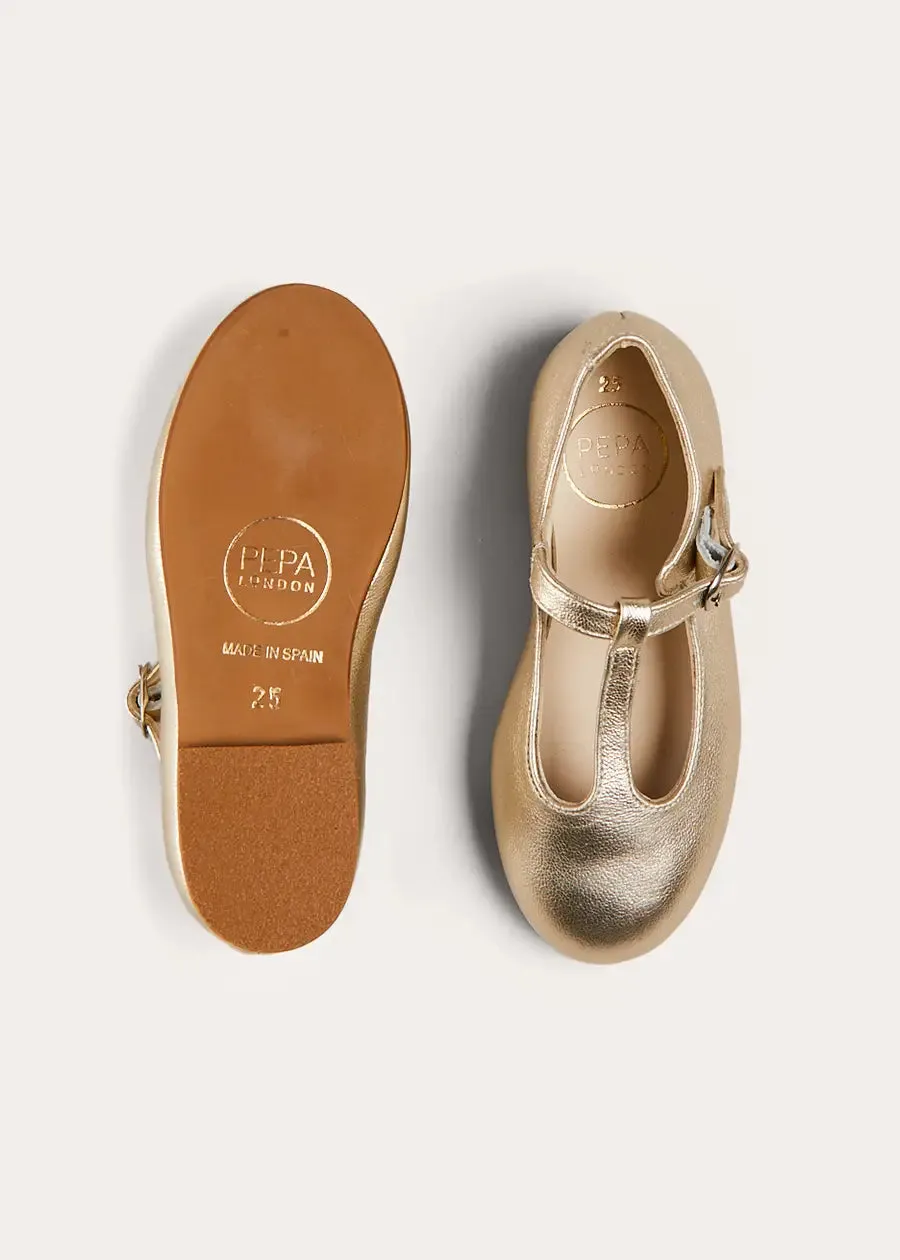 Leather Charlotte Shoes in Gold (24-35EU)