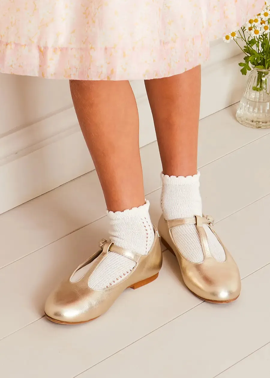 Leather Charlotte Shoes in Gold (24-35EU)