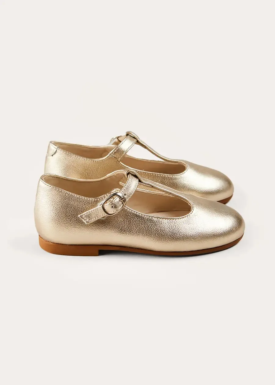 Leather Charlotte Shoes in Gold (24-35EU)