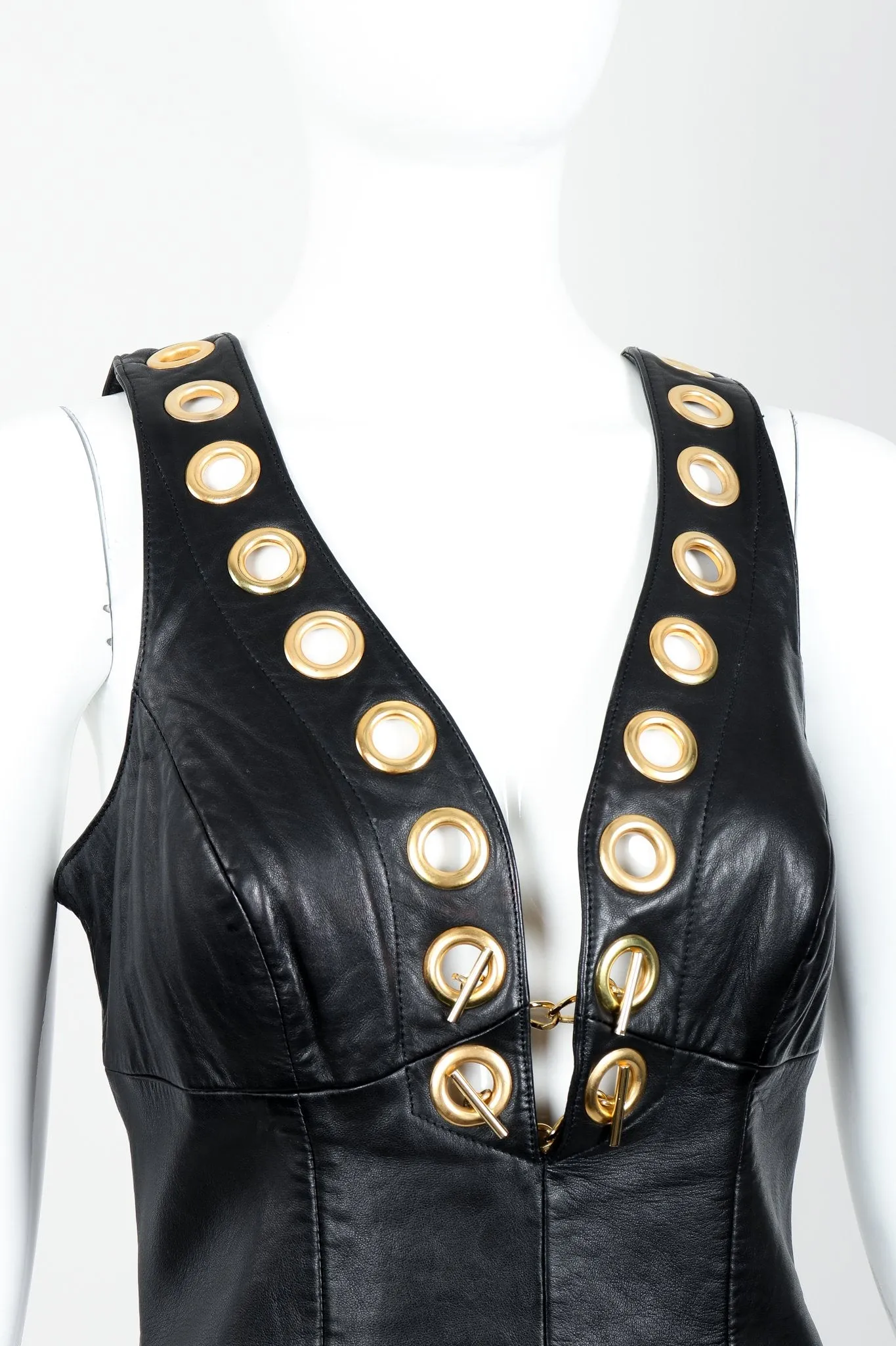 Leather Grommet Bodycon Dress
