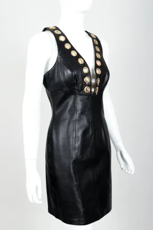 Leather Grommet Bodycon Dress