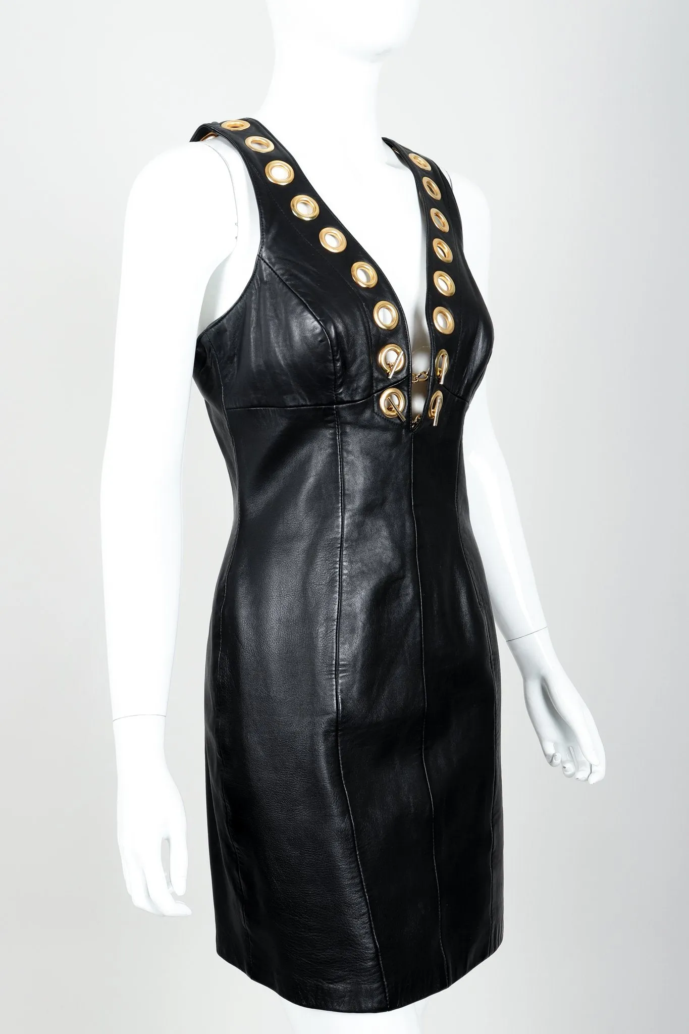 Leather Grommet Bodycon Dress