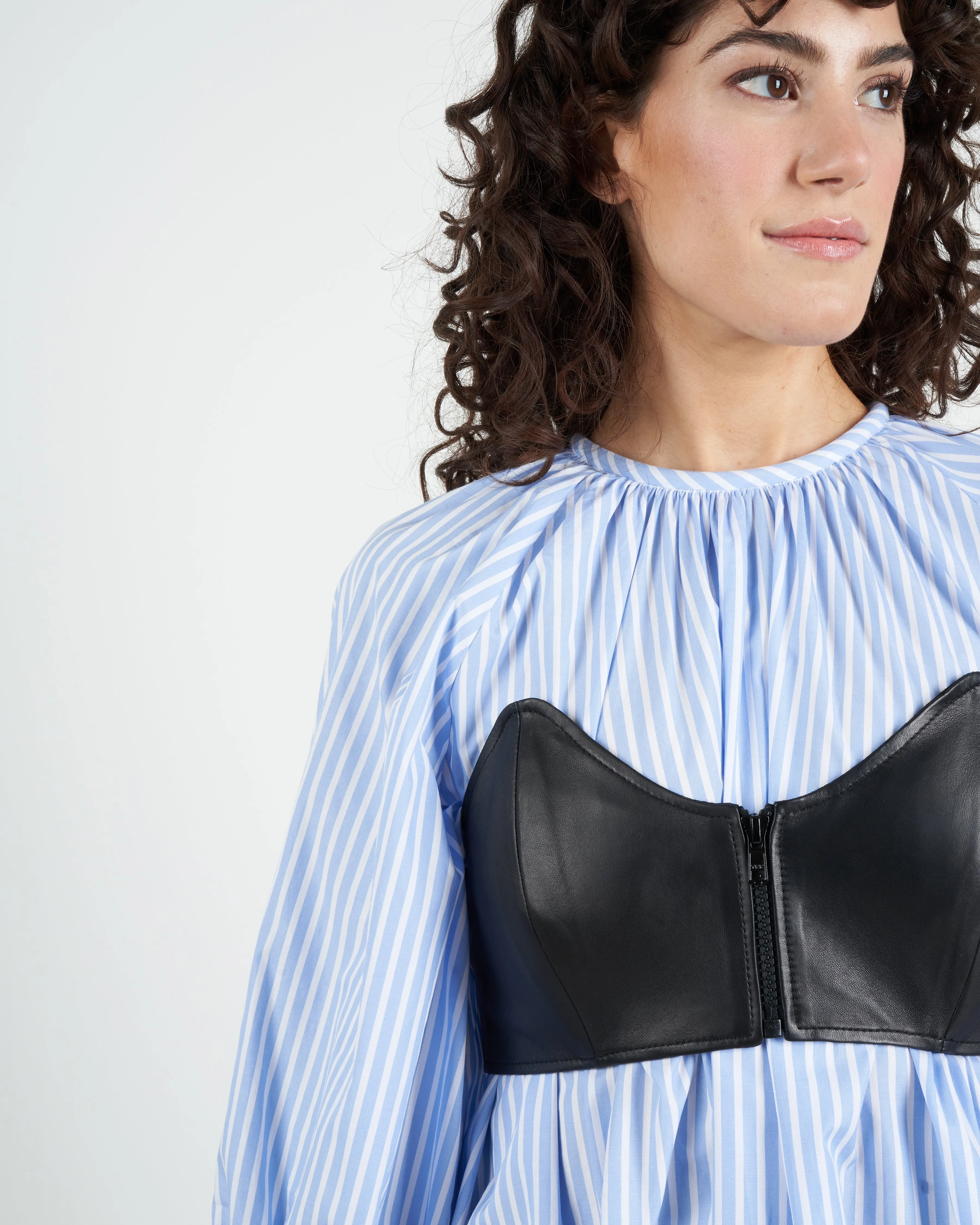 leather strapless bralette - black