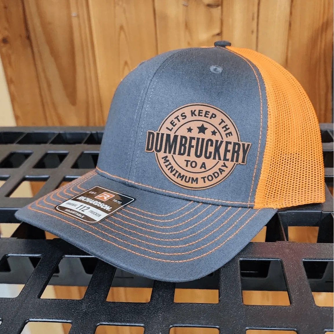 Lets Keep The Dumbfckery Premium Leather Patch Hat