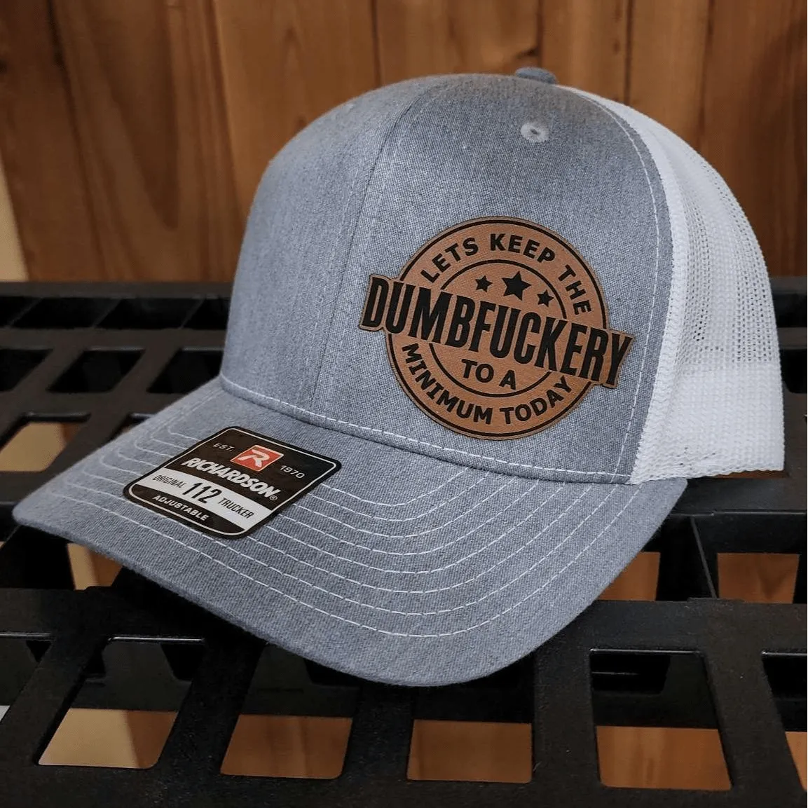 Lets Keep The Dumbfckery Premium Leather Patch Hat