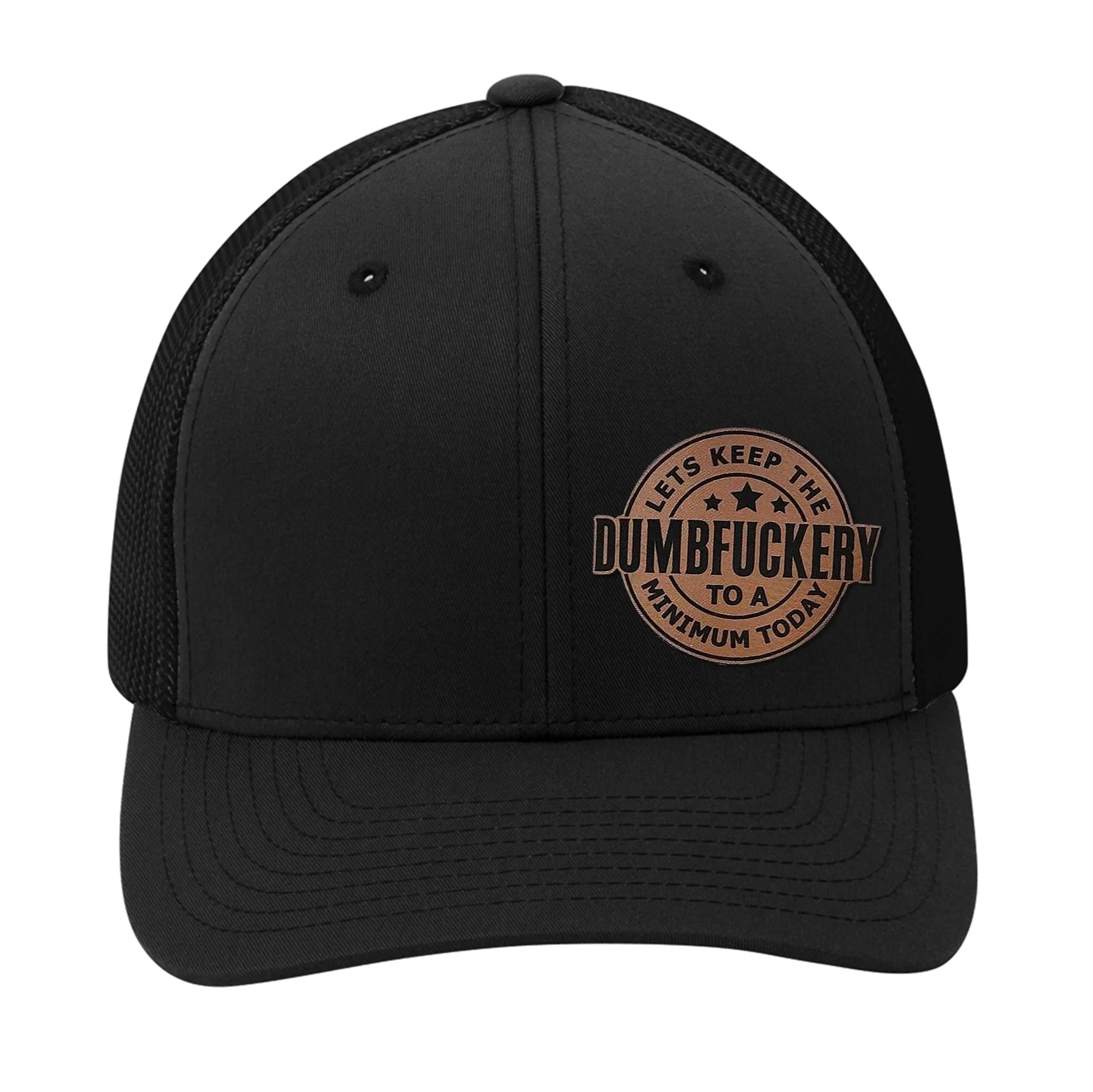 Lets Keep The Dumbfckery Premium Leather Patch Hat