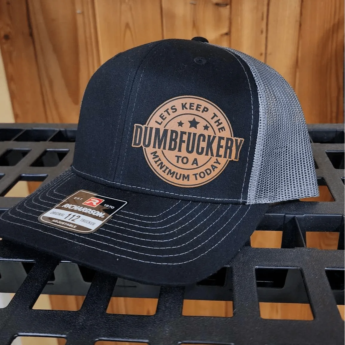 Lets Keep The Dumbfckery Premium Leather Patch Hat