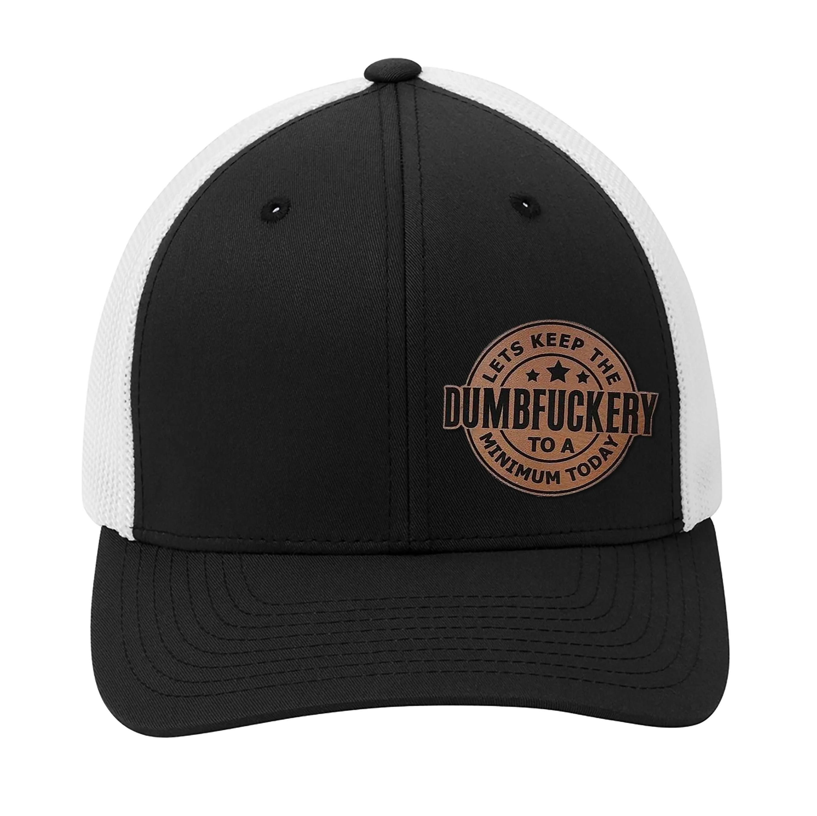 Lets Keep The Dumbfckery Premium Leather Patch Hat