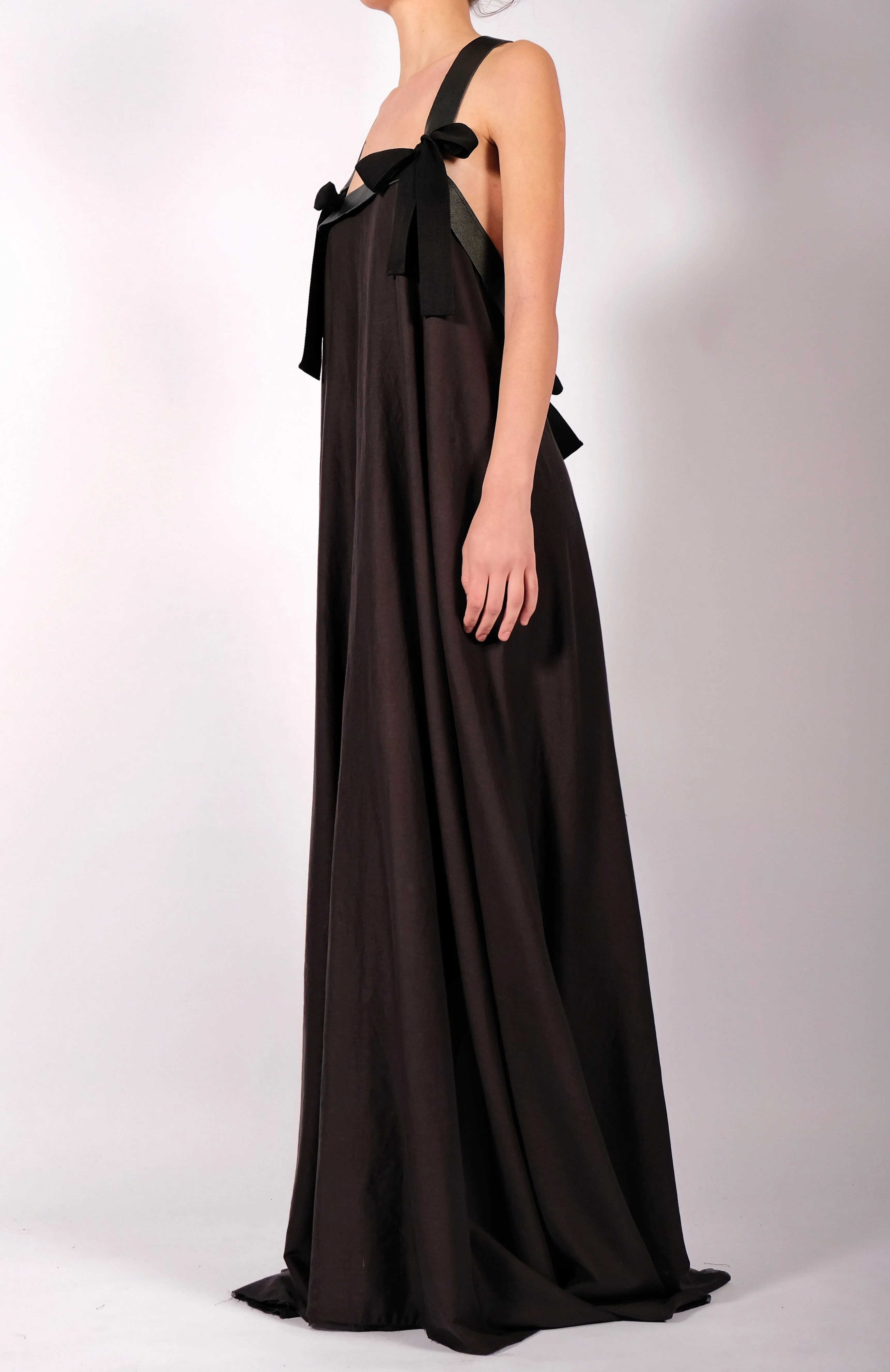 Light Cotton Dress with Leather Straps Maxi
