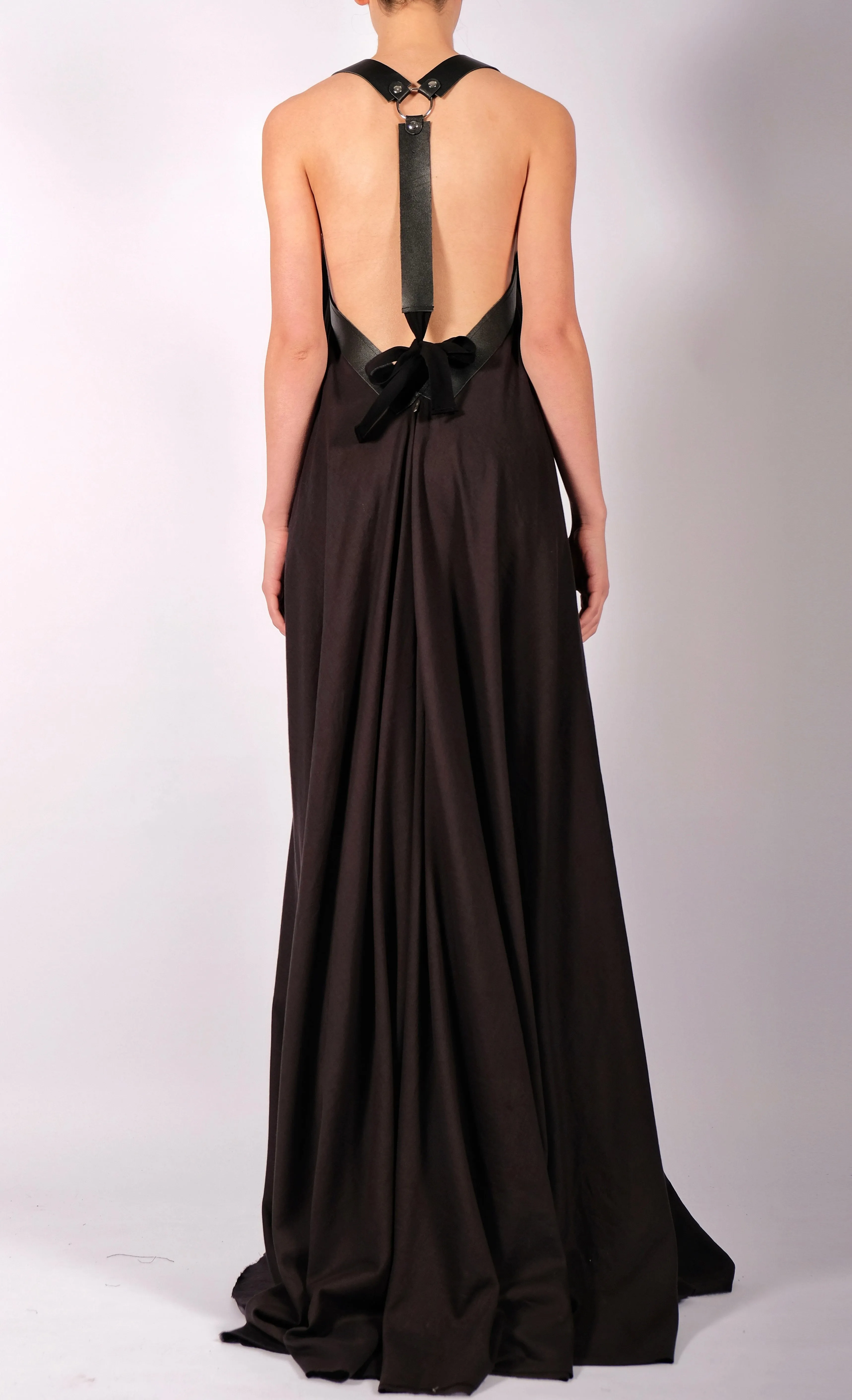 Light Cotton Dress with Leather Straps Maxi