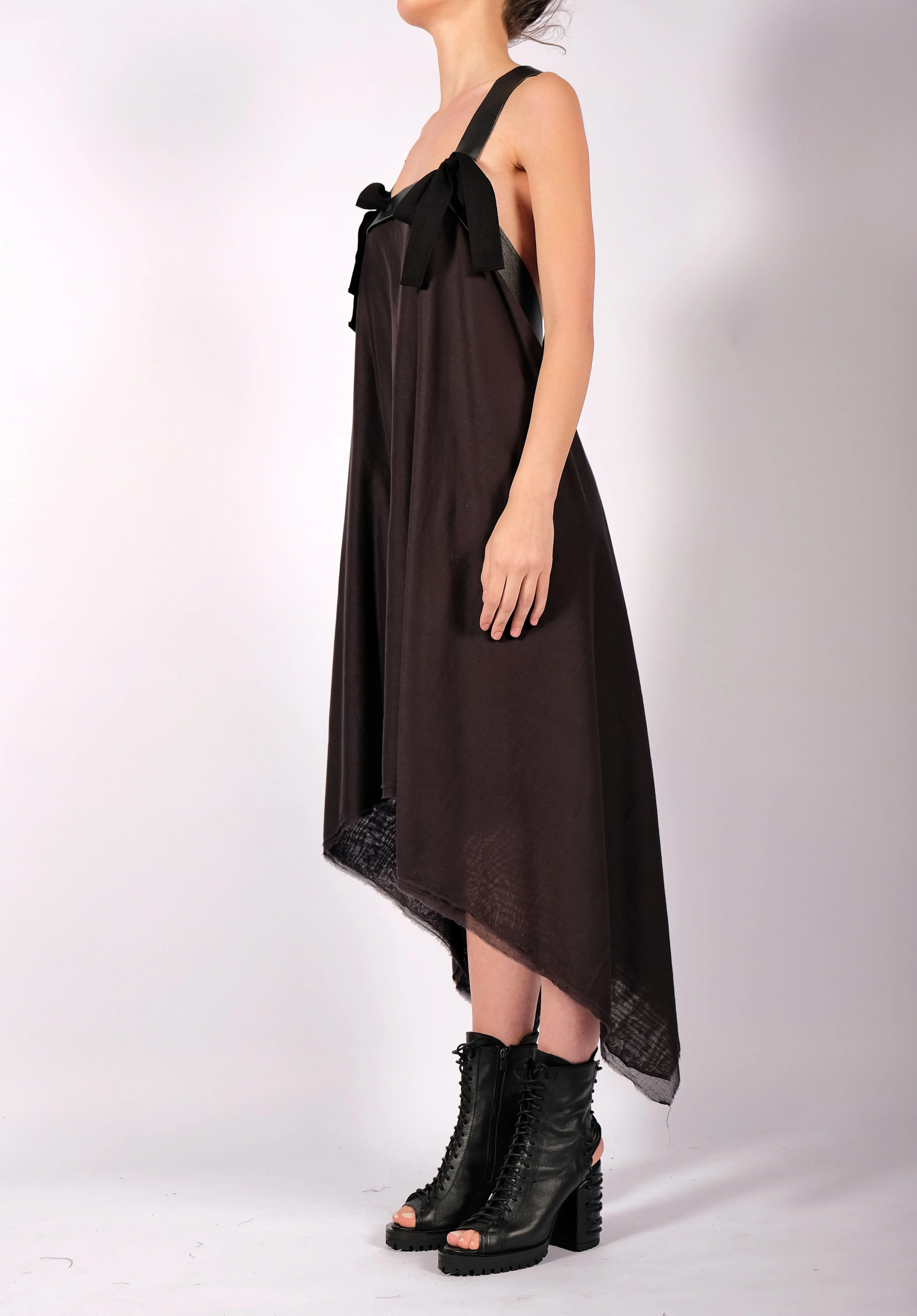 Light Cotton Dress with Leather Straps Midi