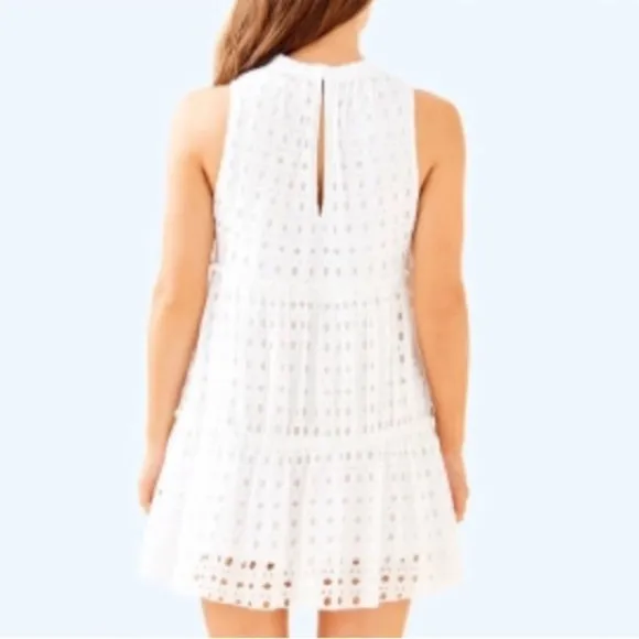 Lilly Pulitzer INDIRA Swing Dress Resort Snow White Eyelet Size XS