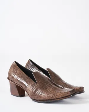 literary leather & wood heel - olive