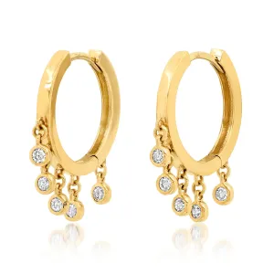 LITTLE DANGLE FLAT HOOP EARRINGS, GOLD