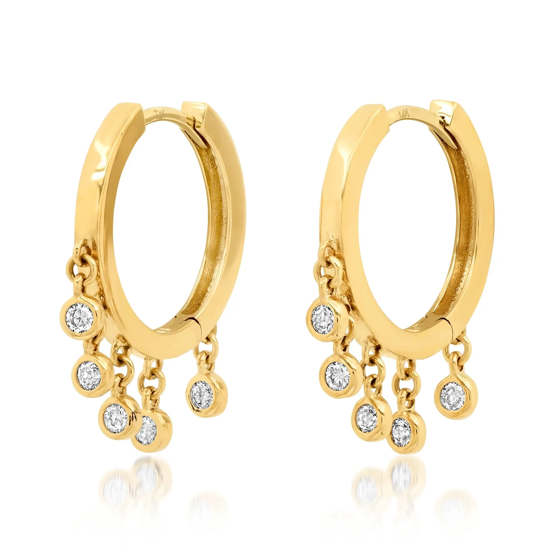 LITTLE DANGLE FLAT HOOP EARRINGS, GOLD
