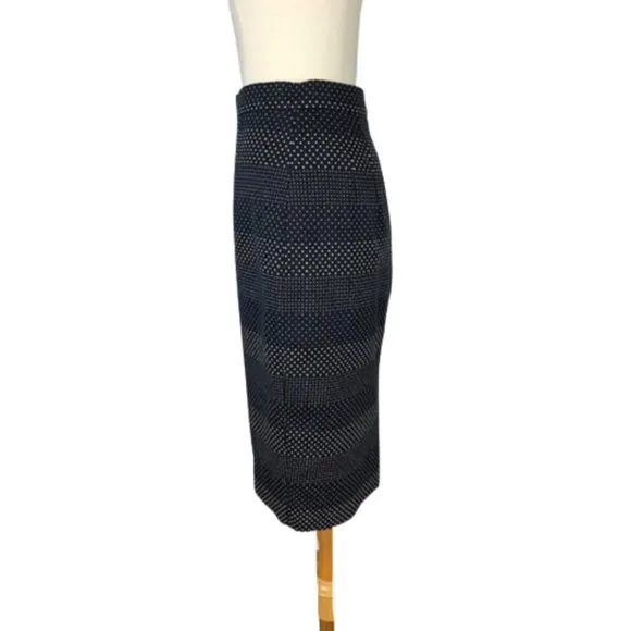 LK Bennett Carlotta Pencil Skirt Micro Dot Dark Navy New 4