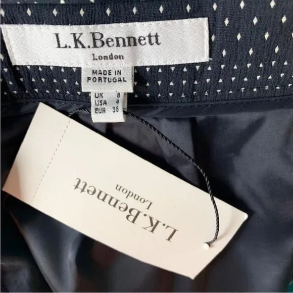 LK Bennett Carlotta Pencil Skirt Micro Dot Dark Navy New 4