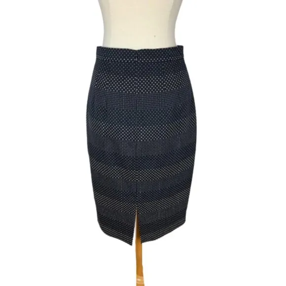 LK Bennett Carlotta Pencil Skirt Micro Dot Dark Navy New 4