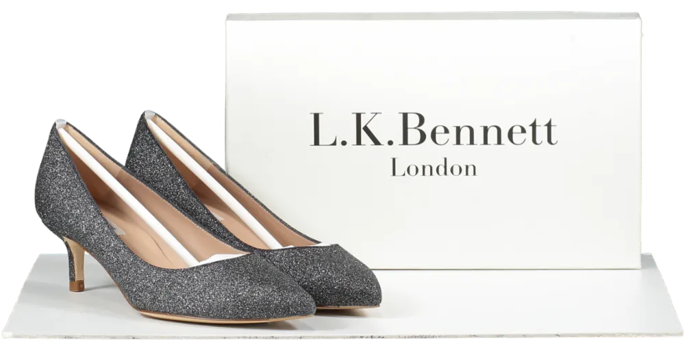 LK Bennett Grey Glitter Kitten Heel Court Shoes BNIB UK 5 EU 38 👠