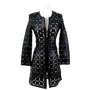 Long Shamrock Design Leather Dress and Jacket