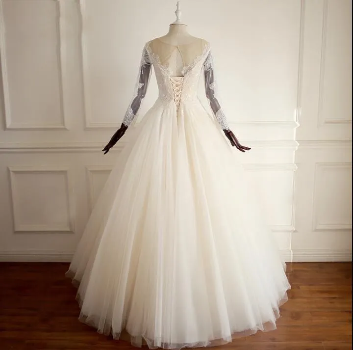 Long Sleeves Scoop Hot Selling Wedding Dresses Online, Fashion Modest Bridal Gown, WD0278