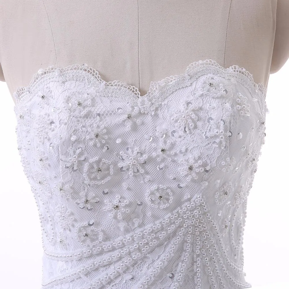 Long Wedding Dress, High Quality Mermaid Wedding Dress, Lace Bridal Dress, Tulle Wedding Dress, Sweet Heart Wedding Dress, Beading Wedding Dress, LB0343