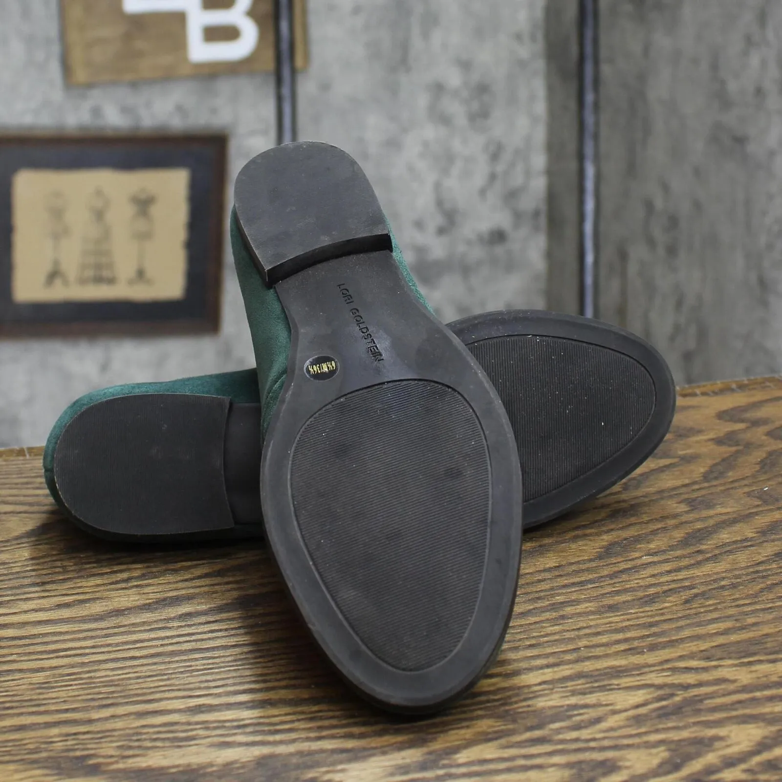 Lori Goldstein Collection Suede Fur Split Greer Loafers Green / Brown 6.5M