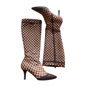 Louis Vuitton Brown Damier Calf Hair Boots