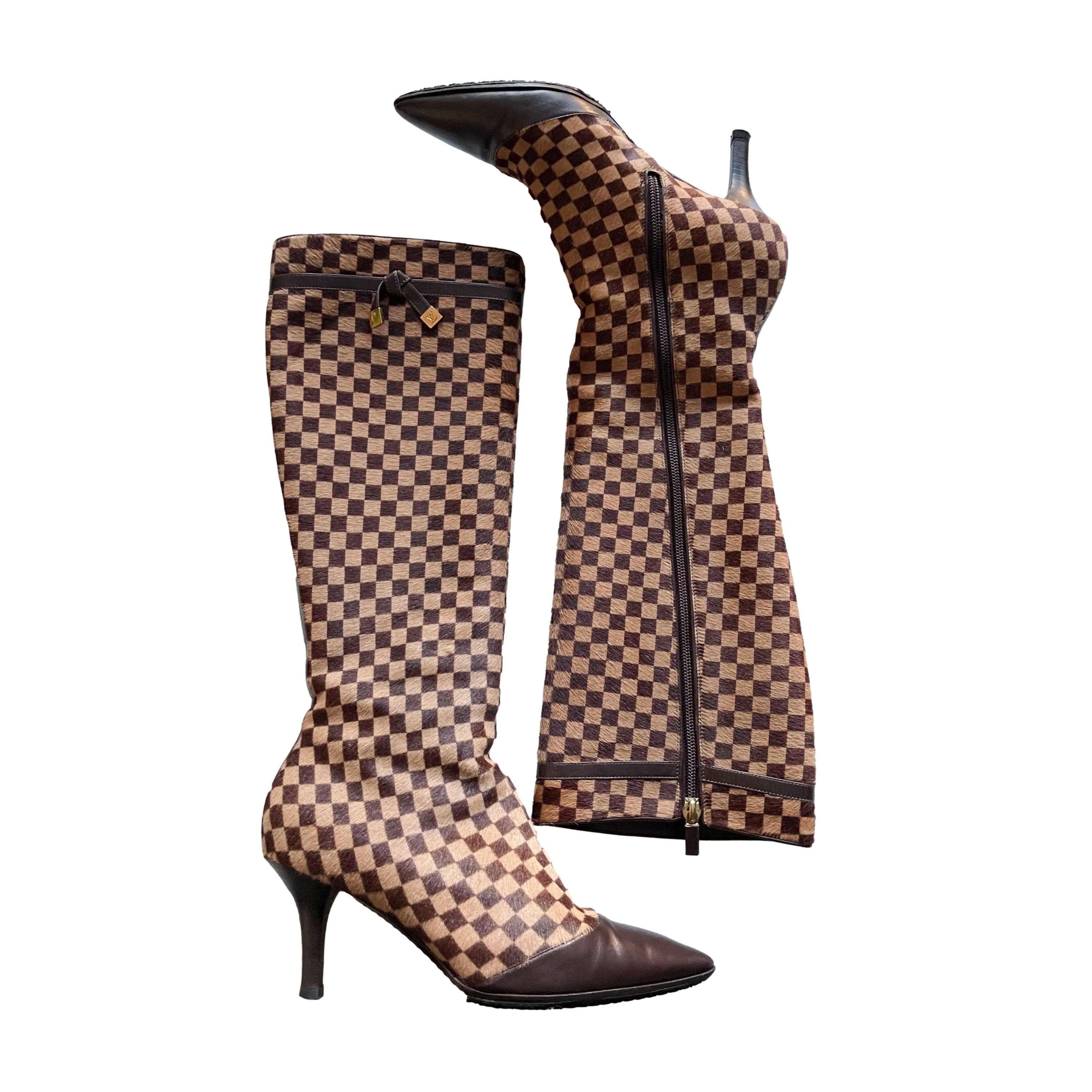 Louis Vuitton Brown Damier Calf Hair Boots