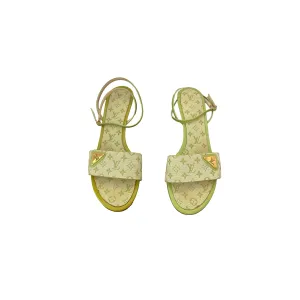 Louis Vuitton Lime Green Tie Up Heels