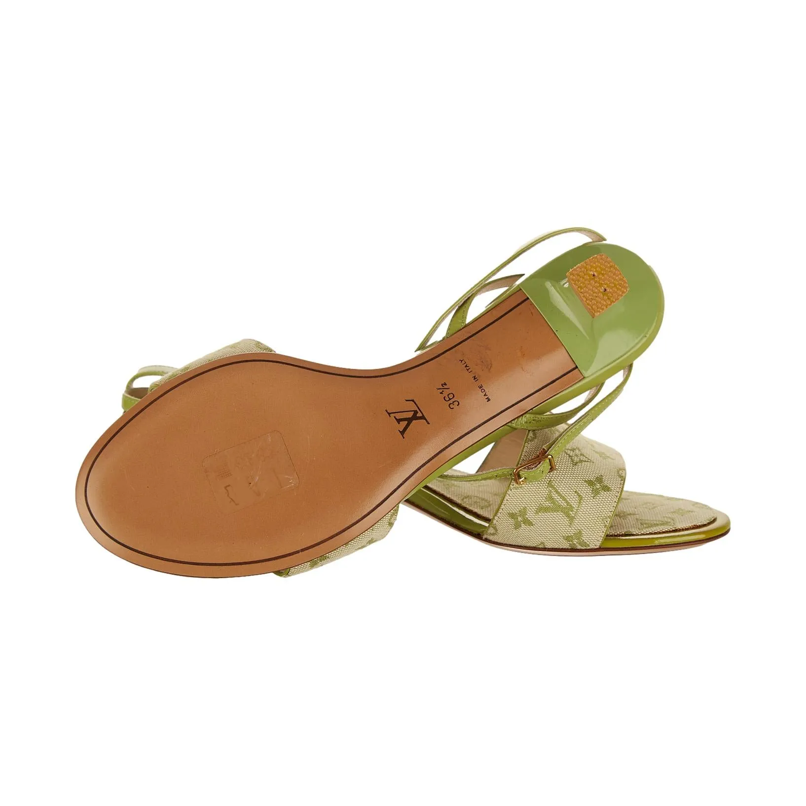 Louis Vuitton Lime Green Tie Up Heels