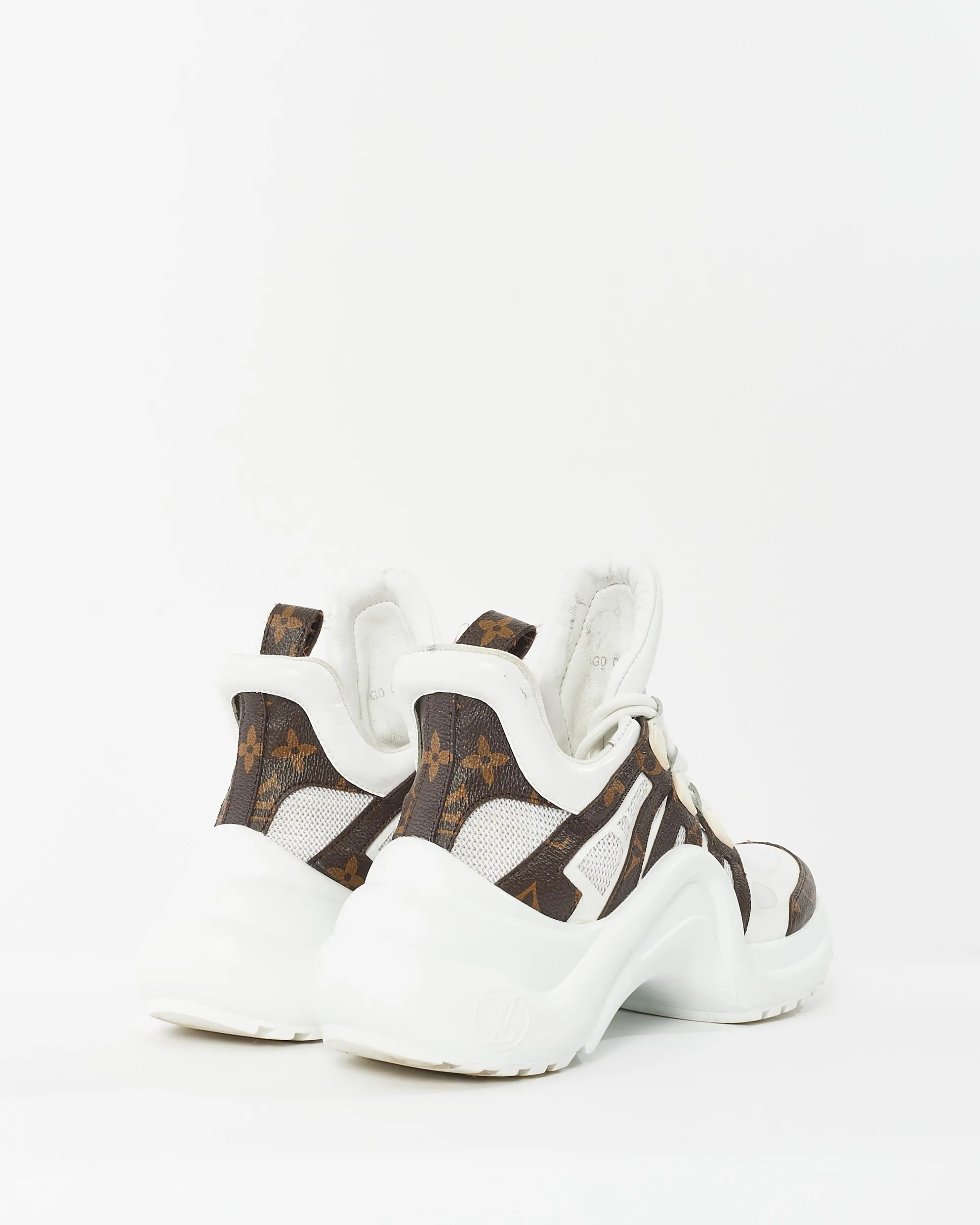 Louis Vuitton White Leather & Monogram Archlight Sneakers - 36