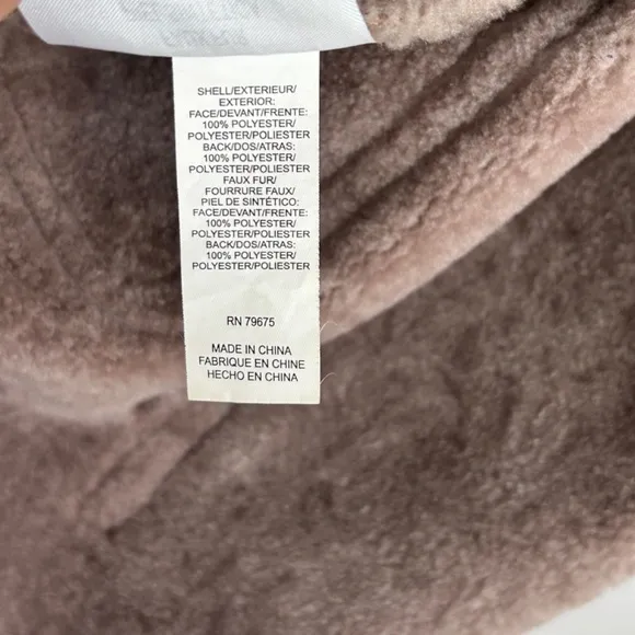 Lucky Brand women size M faux suede fur jacket mauve pink full zip mid length