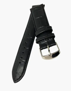 LUX Padded Black Calf Leather Alligator Grain Watch Strap