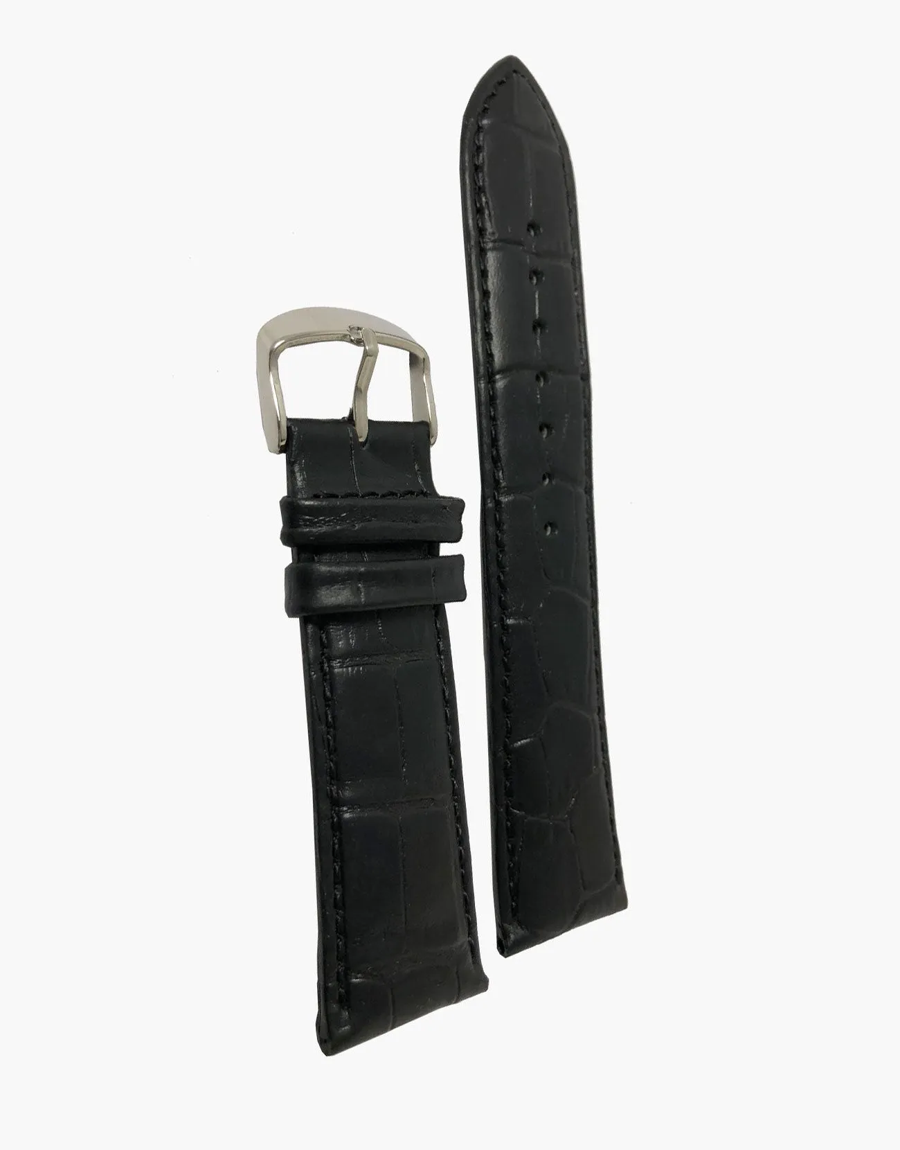LUX Padded Black Calf Leather Alligator Grain Watch Strap
