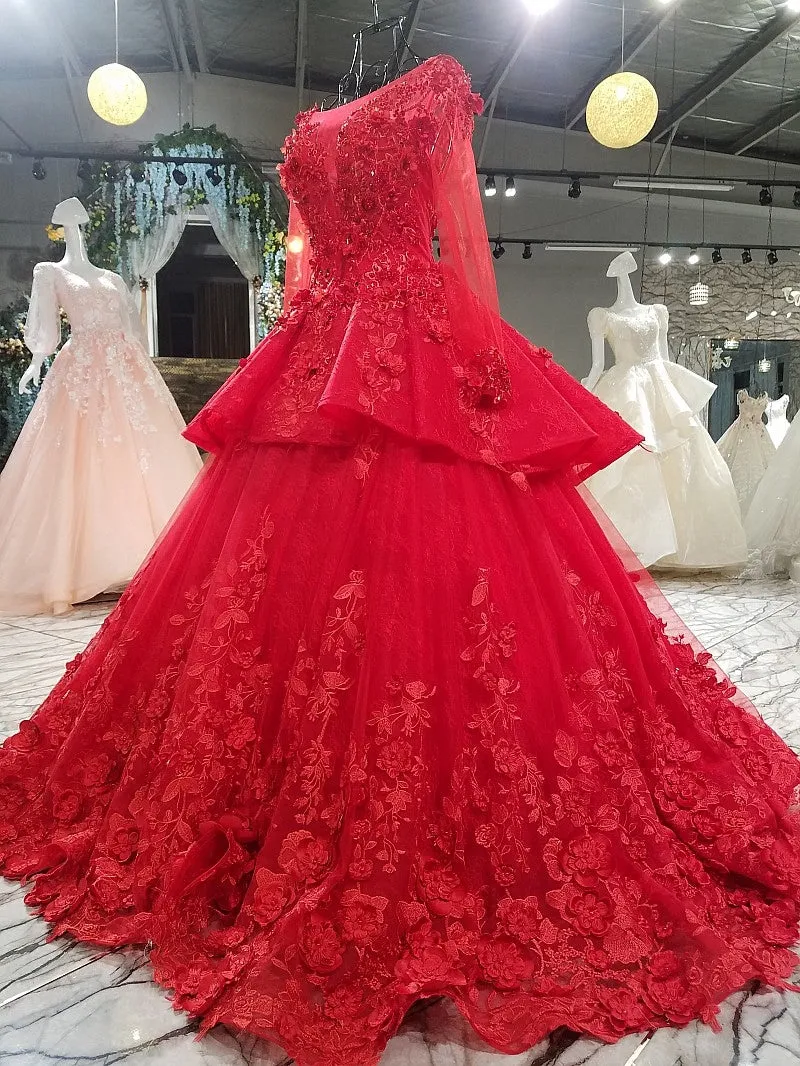 Luxury Ball Gown Wedding Dresses Online Princess Sweetheart Pink Prom Evening Dress Handmade Made Flowers Court Train Bridal Gowns